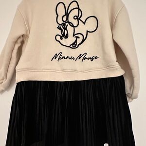 Disney by Zara Girls Cream and Black Minnie Mouse Sweatshirt Dress